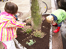 Kinder beim Pflanzen